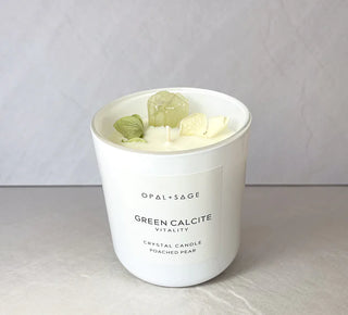 Green Calcite Crystal Candle | Vitality