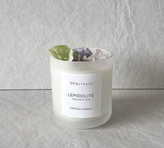 Lepidolite Crystal Candle | TRANSITION
