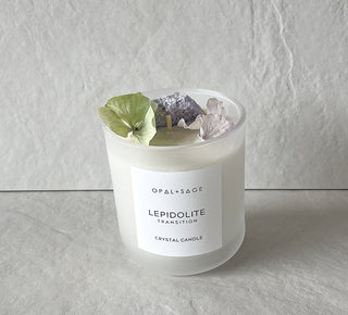 Lepidolite Crystal Candle | TRANSITION