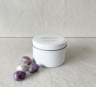 Lepidolite Crystal Candle | TRANSITION