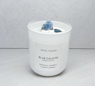 Blue Calcite Crystal Candle | CREATIVITY