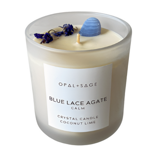 Blue Lace Agate Crystal Candle | CALM