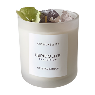 Lepidolite Crystal Candle | TRANSITION