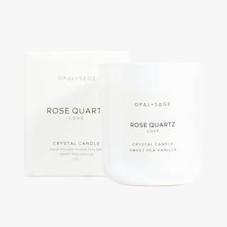 Rose Quartz Crystal Candle | LOVE