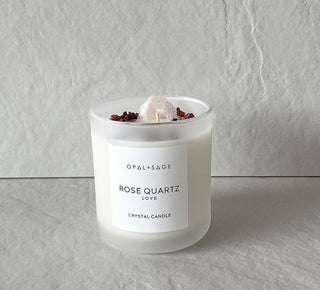 Rose Quartz Crystal Candle | LOVE