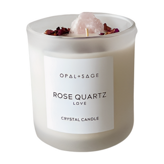 Rose Quartz Crystal Candle | LOVE